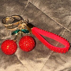 Sparkling Red Cherry Keychain Holder
